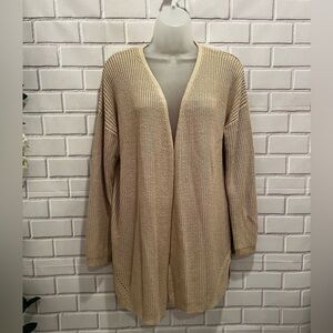 PINK ROSE women open front beige long cardigan/size XL